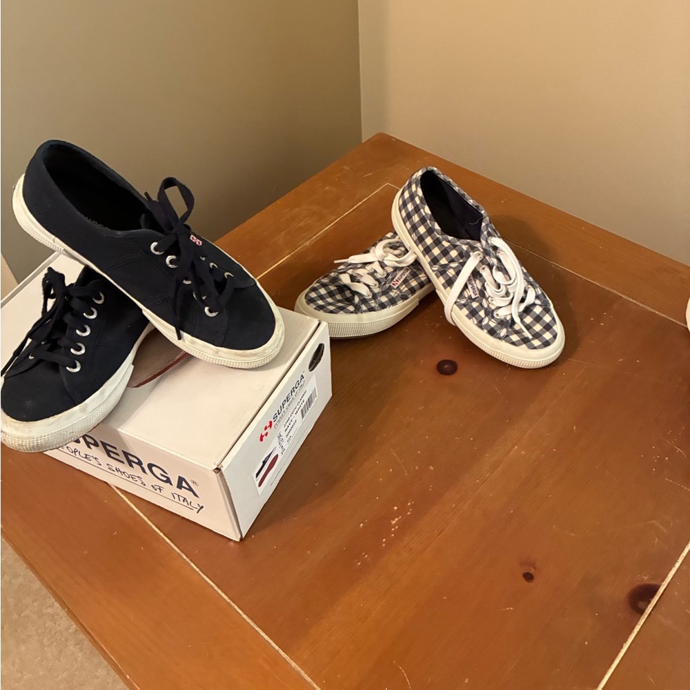 Superga 2750-COTU Navy and White Sneakers